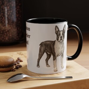 11oz Boston Terrier Dog Dad Mug, Black, lifestyle photo