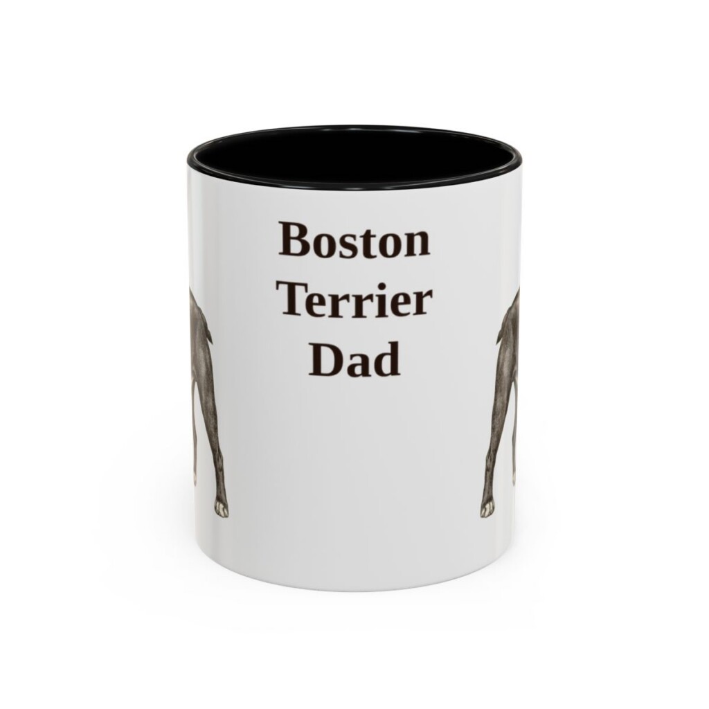 11oz Boston Terrier Dog Dad Mug, Black, front view