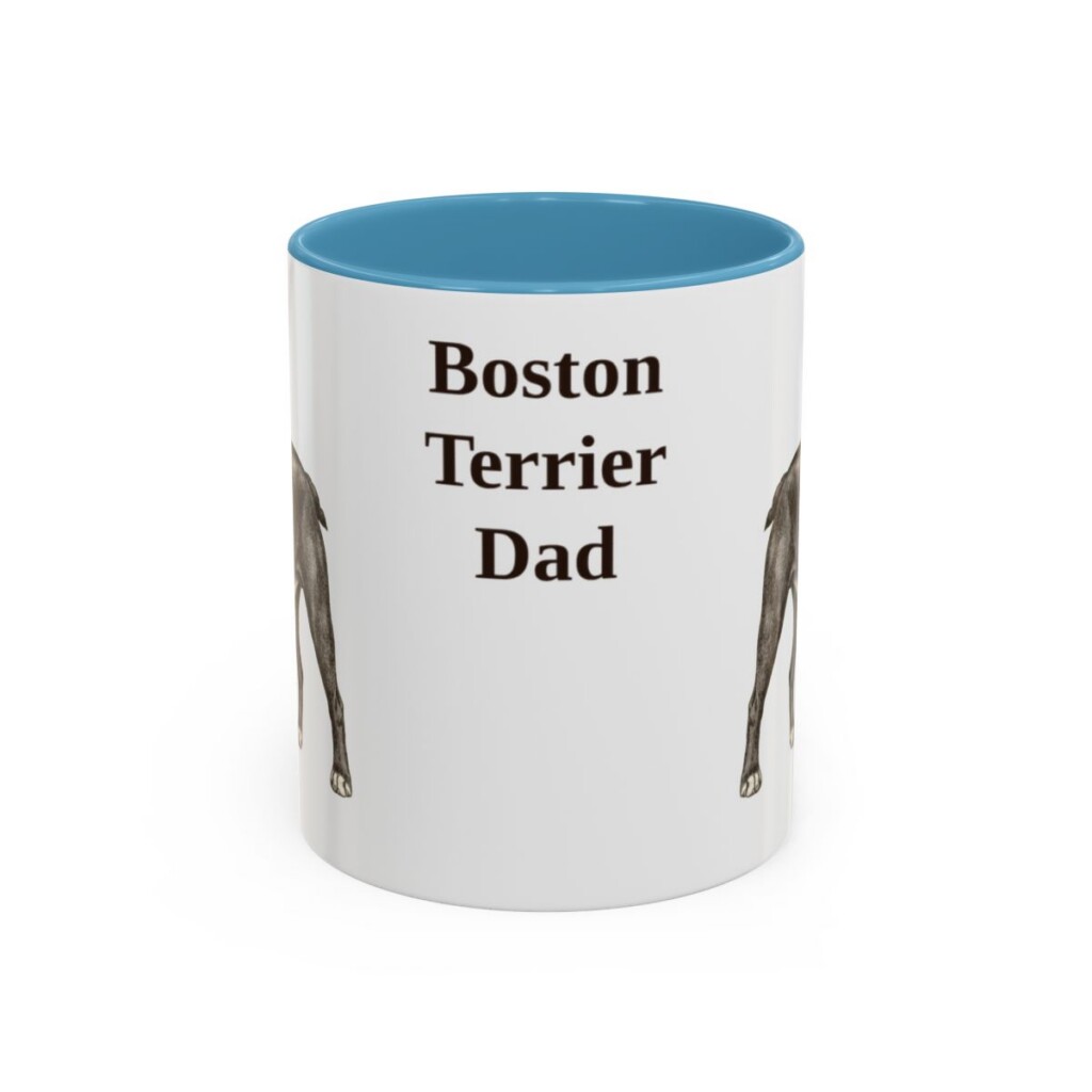11oz Boston Terrier Dog Dad Mug, Light Blue, front view