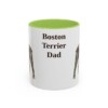 11oz Boston Terrier Dog Dad Mug, Light Green, front view