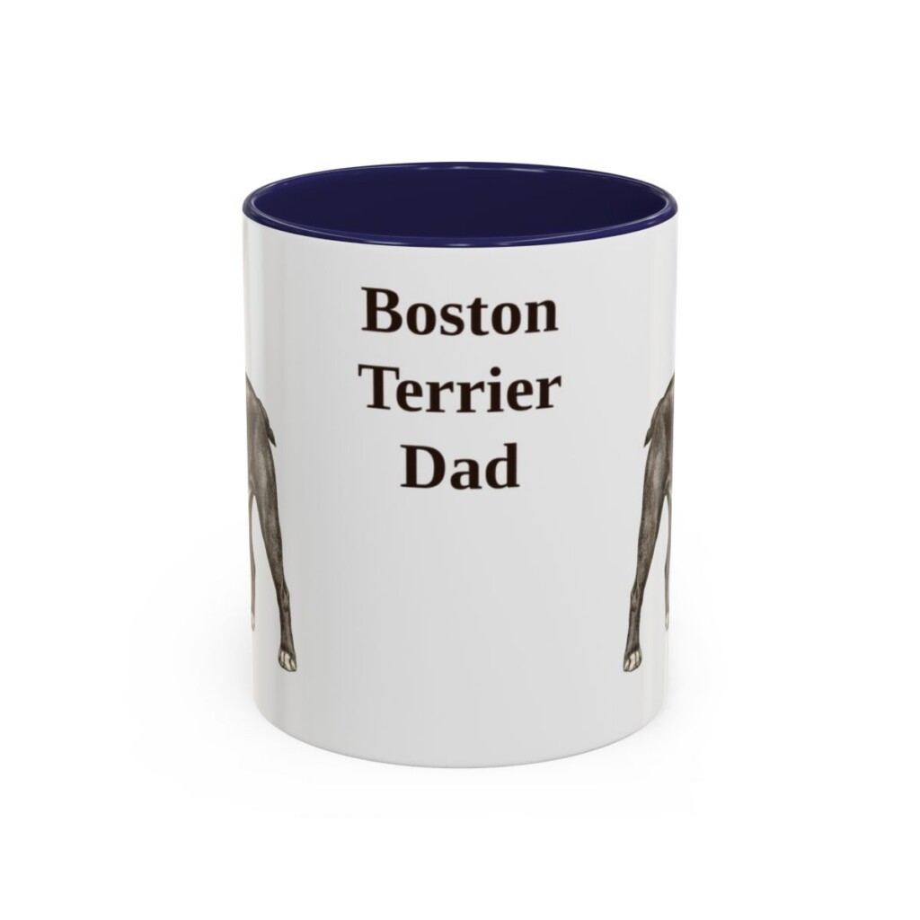 11oz Boston Terrier Dog Dad Mug, Navy, front view
