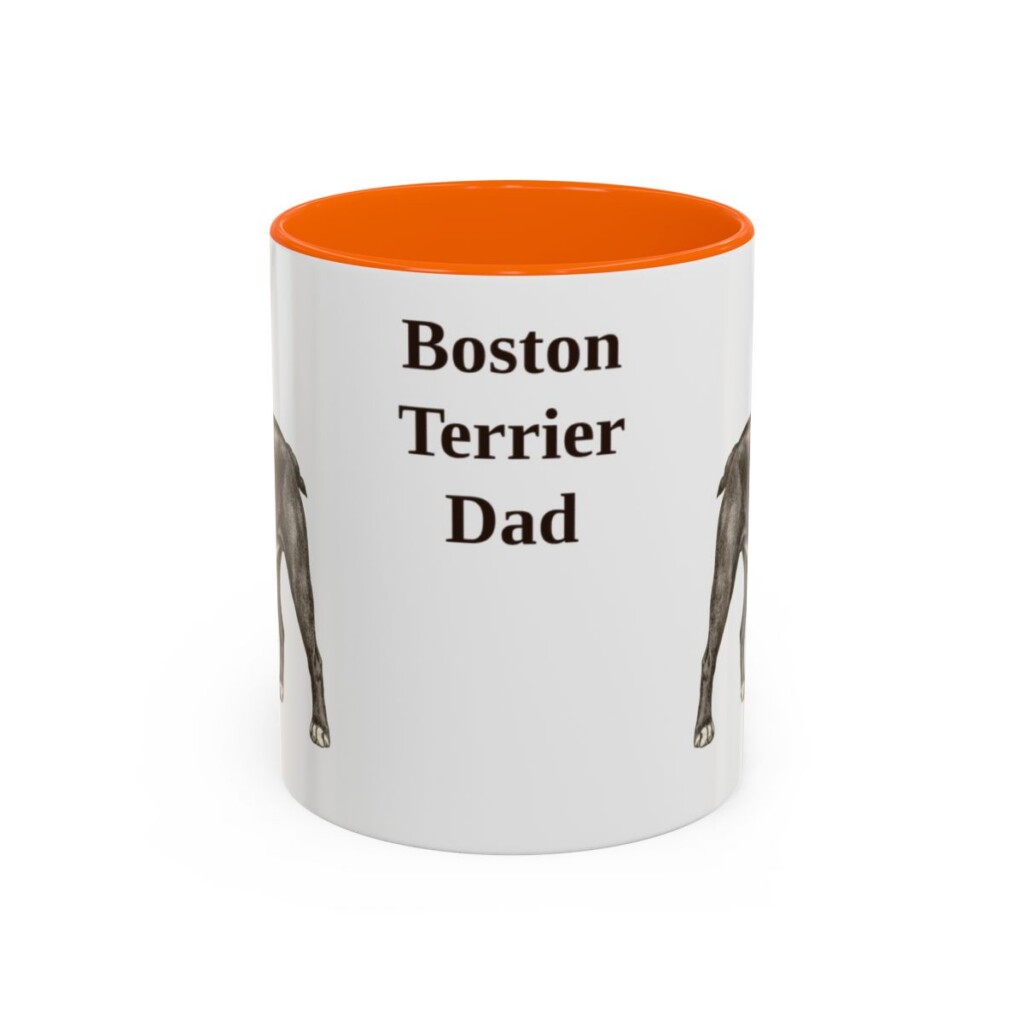 11oz Boston Terrier Dog Dad Mug, Orange, front view