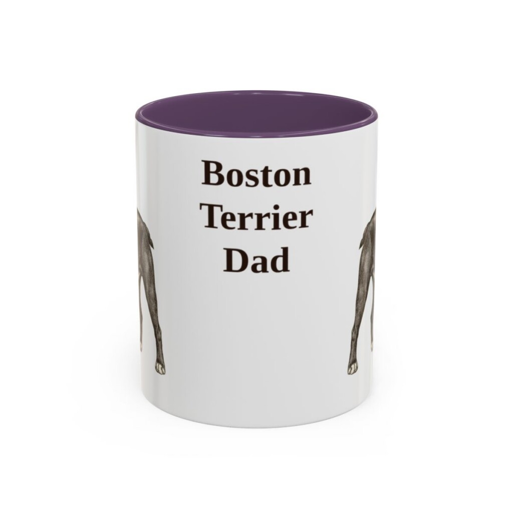11oz Boston Terrier Dog Dad Mug, Purple, front view