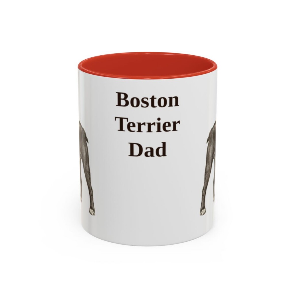 11oz Boston Terrier Dog Dad Mug, Red, front view