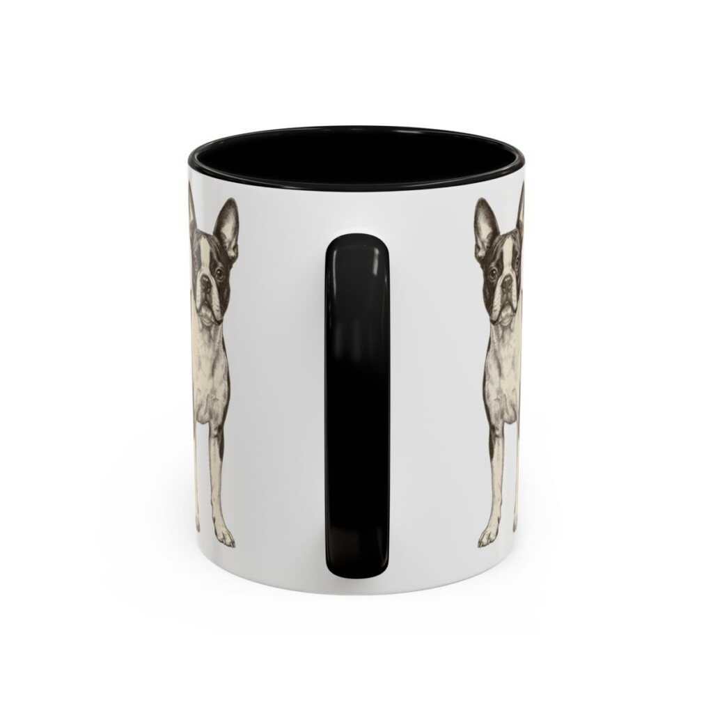 11oz Funny Boston Terrier Mug, Black, back view