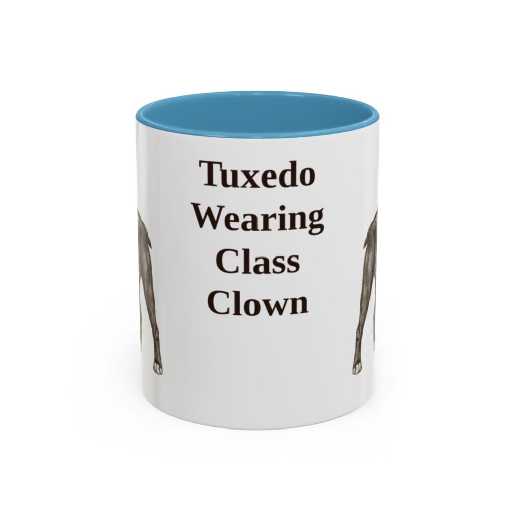 11oz Funny Boston Terrier Mug, Light Blue, front view