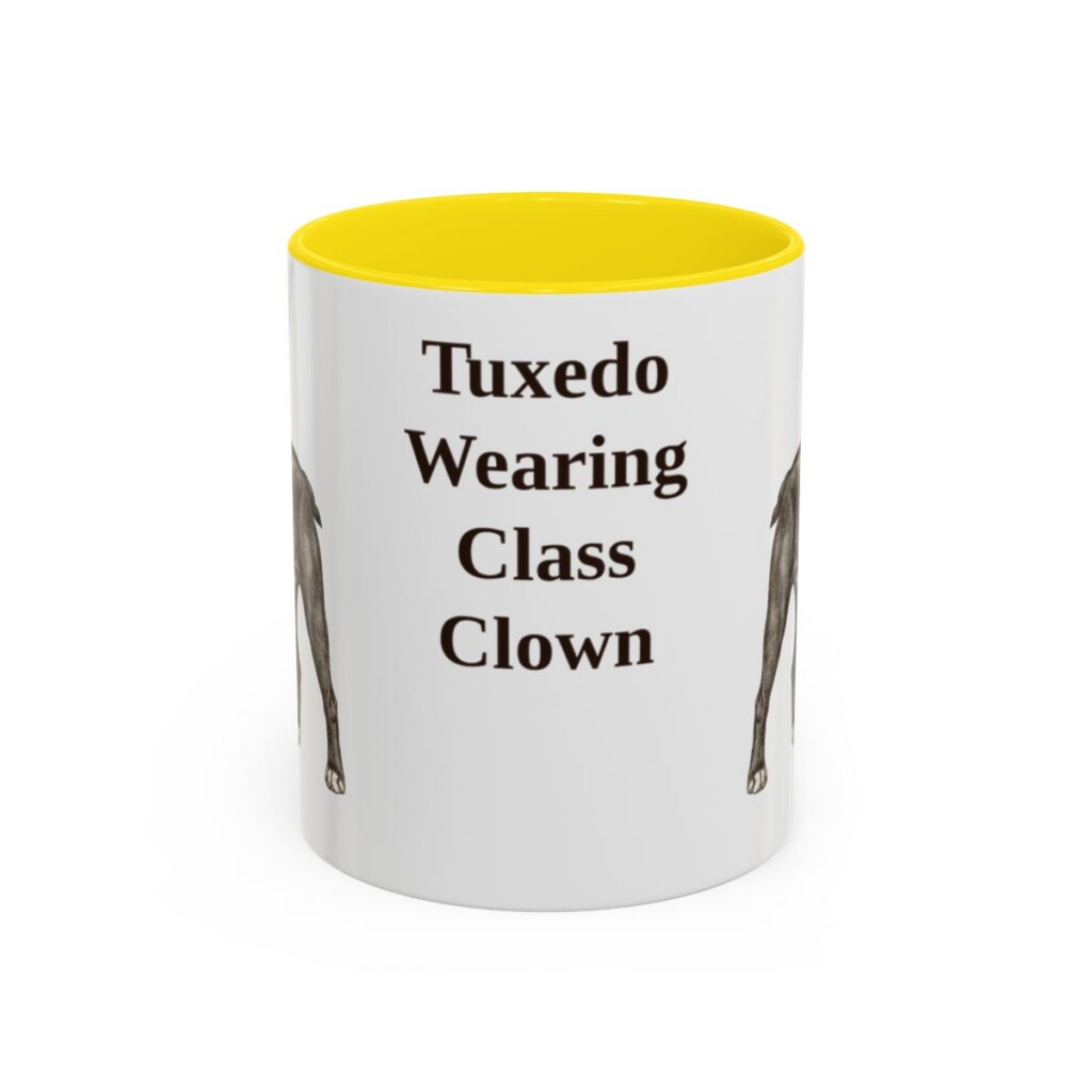 11oz Funny Boston Terrier Mug, Yellow, front view