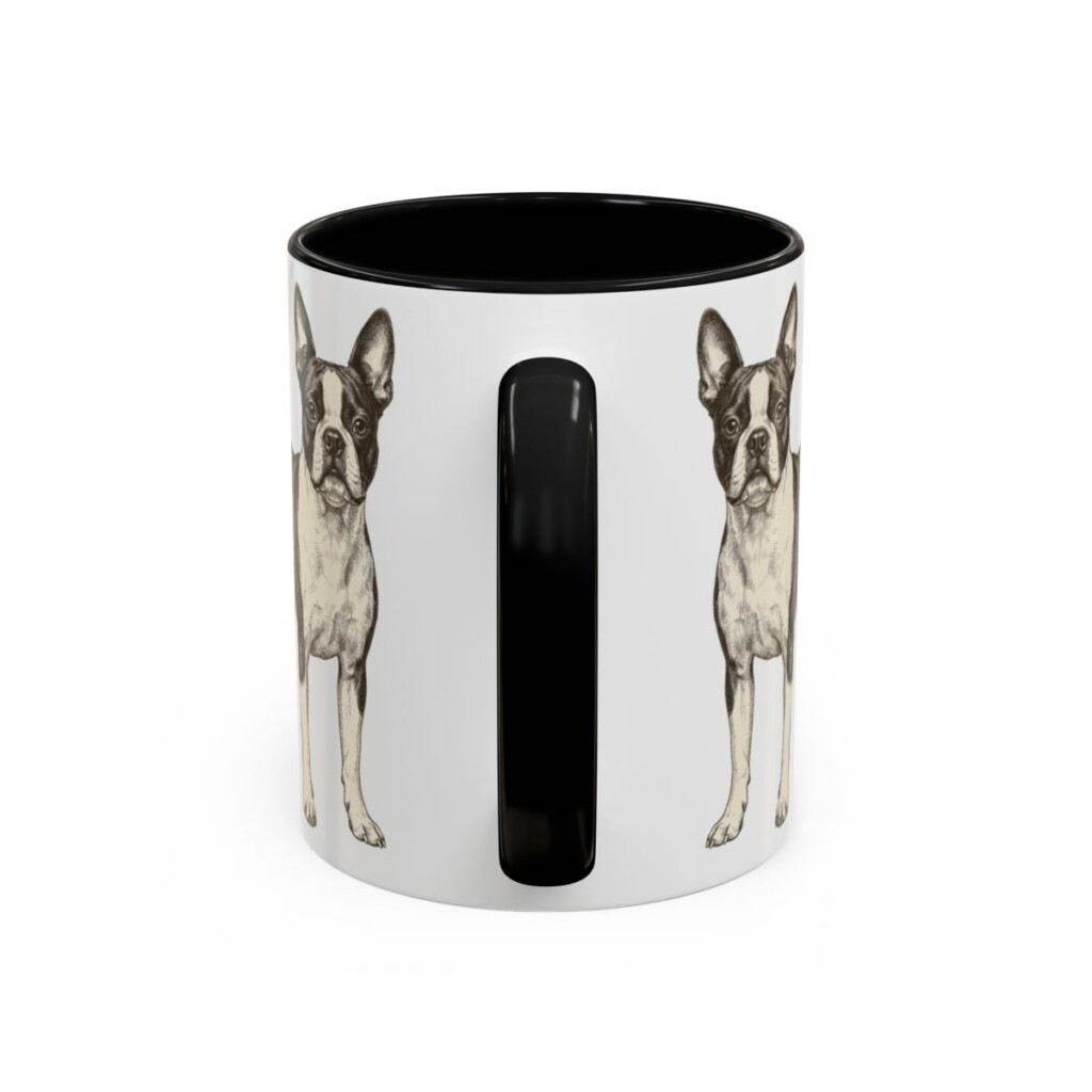 11oz Boston Terrier Latin Mug, Black, back view