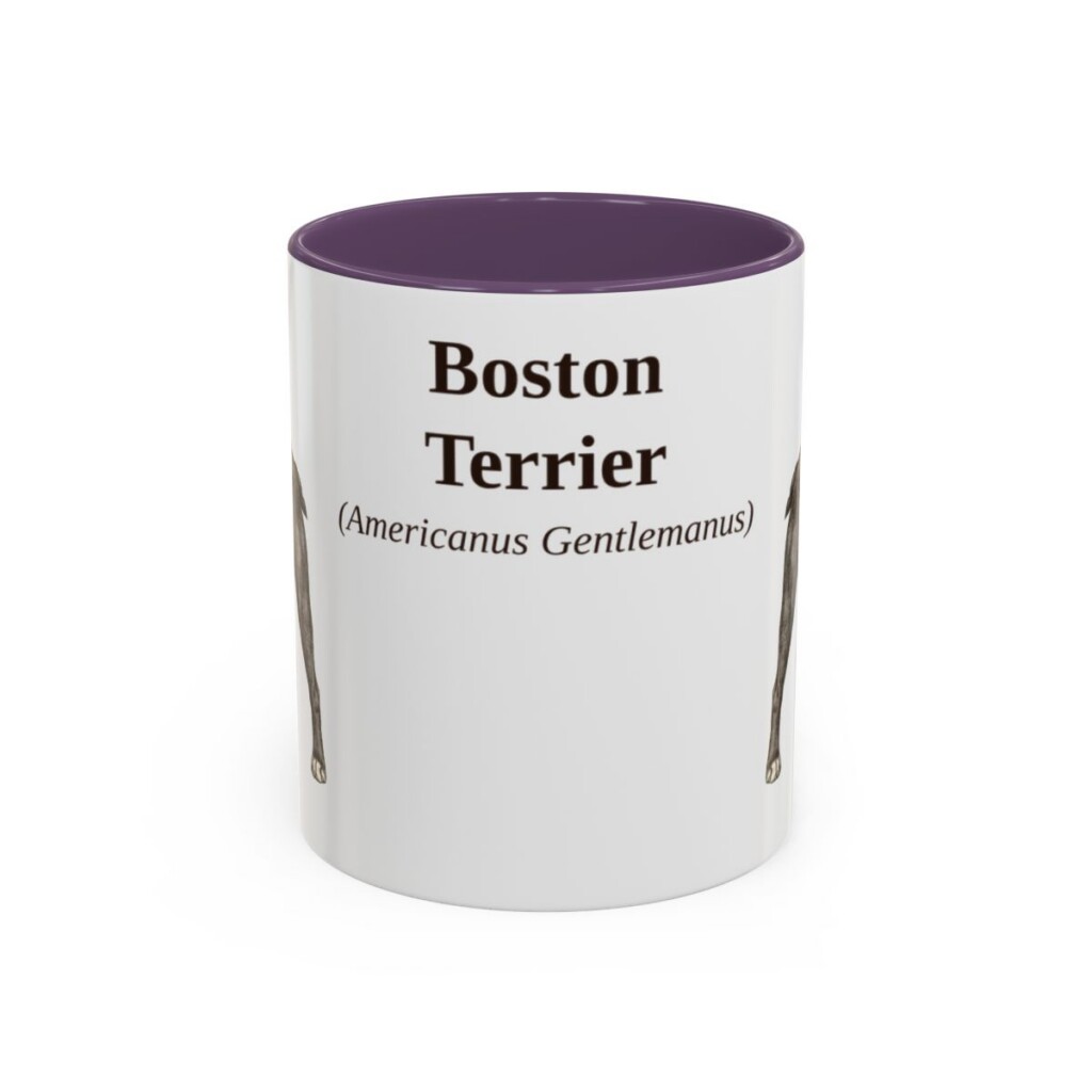 11oz Boston Terrier Latin Mug, Purple, front view