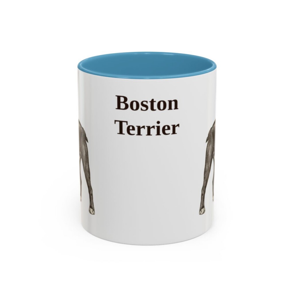 11oz Boston Terrier Mug, Light Blue, front view