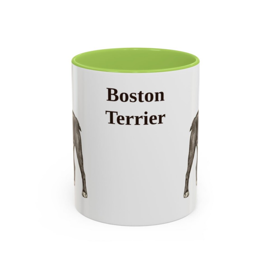 11oz Boston Terrier Mug, Light Green, front view