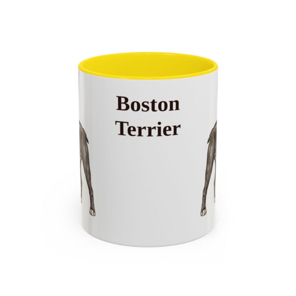 11oz Boston Terrier Mug, Yellow, front view