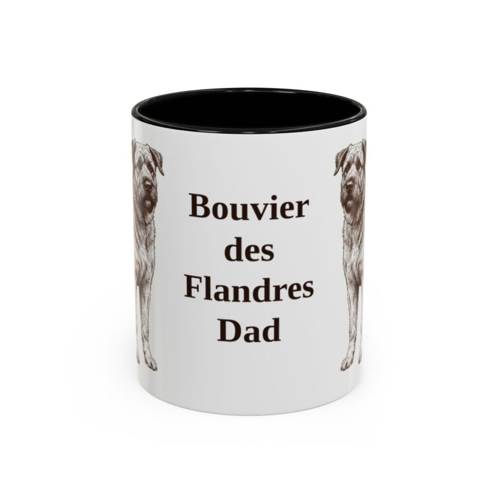 11oz Bouvier des Flandres Dog Dad Mug, Black, front view