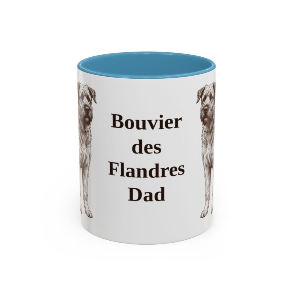 11oz Bouvier des Flandres Dog Dad Mug, Light Blue, front view