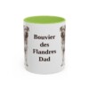 11oz Bouvier des Flandres Dog Dad Mug, Light Green, front view