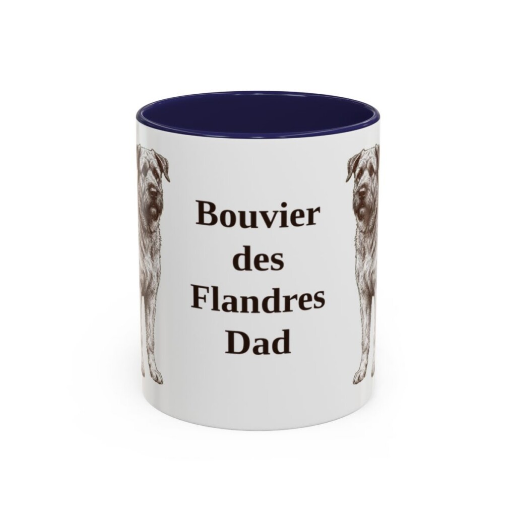 11oz Bouvier des Flandres Dog Dad Mug, Navy, front view
