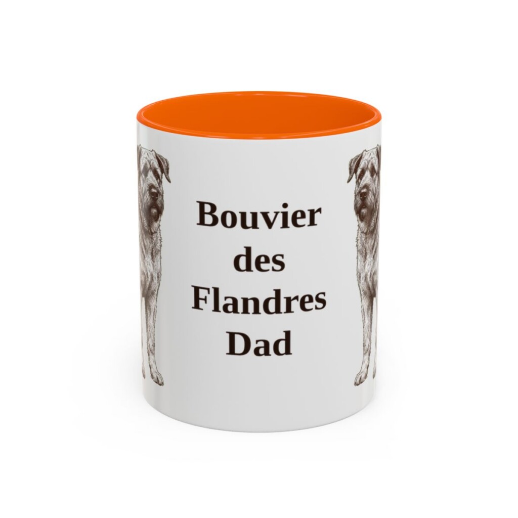 11oz Bouvier des Flandres Dog Dad Mug, Orange, front view