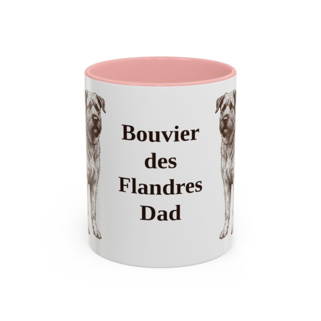 11oz Bouvier des Flandres Dog Dad Mug, Pink, front view