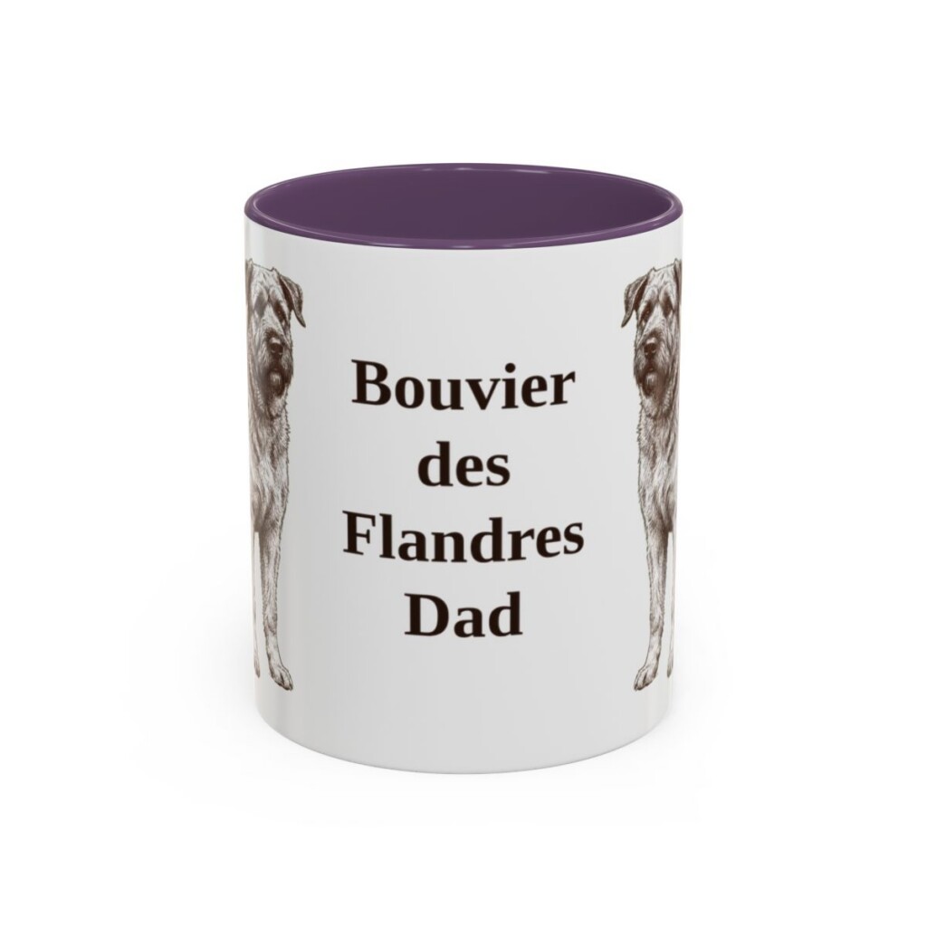 11oz Bouvier des Flandres Dog Dad Mug, Purple, front view
