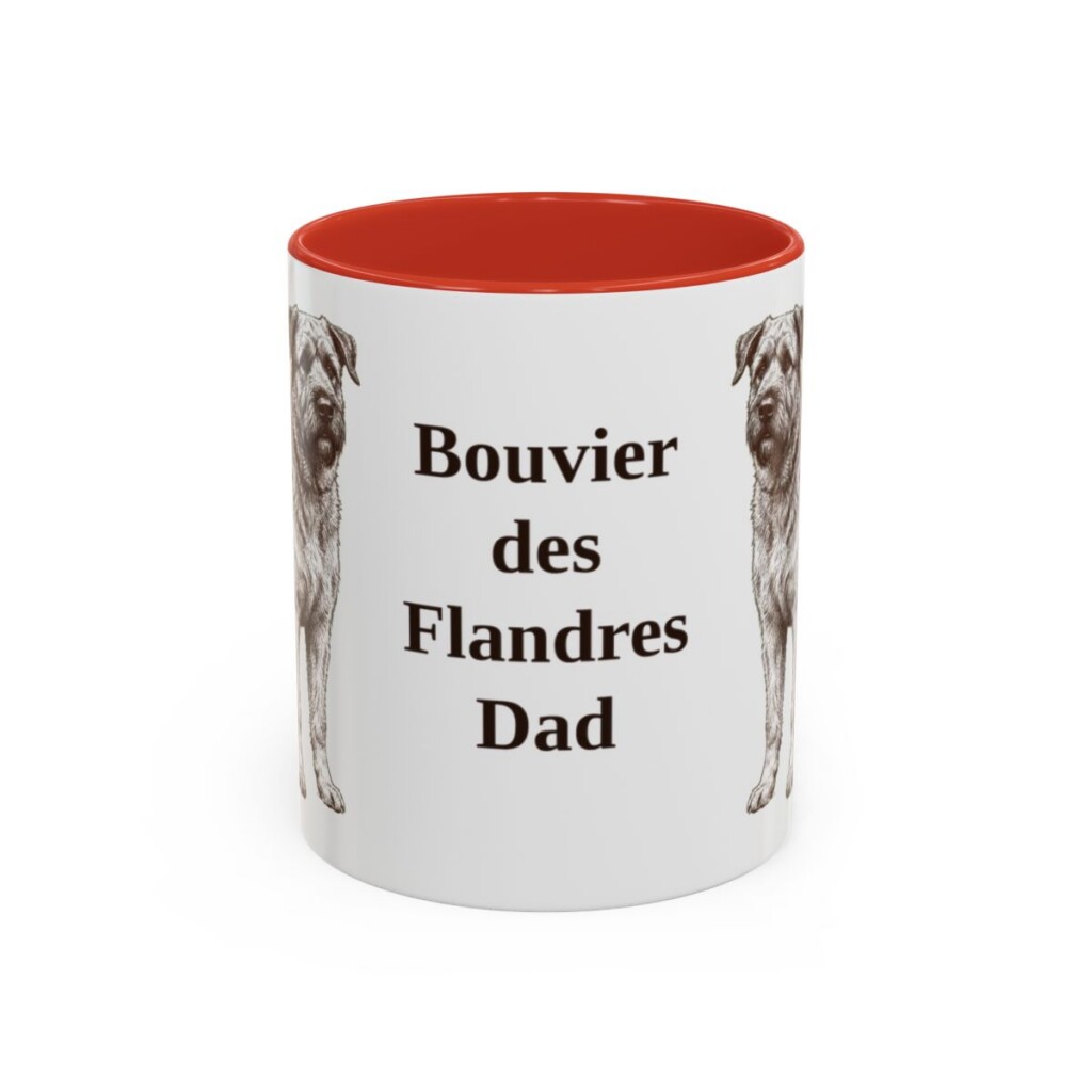 11oz Bouvier des Flandres Dog Dad Mug, Red, front view