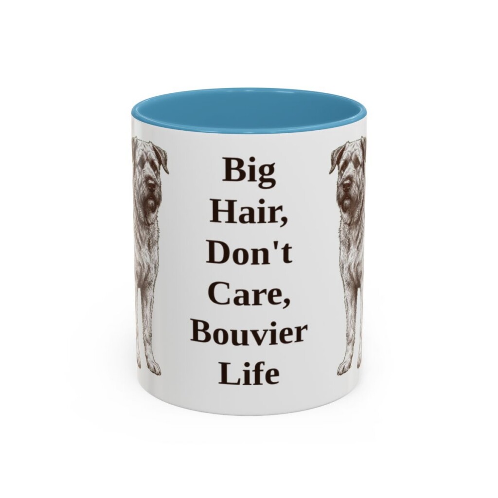 11oz Funny Bouvier des Flandres Mug, Light Blue, front view