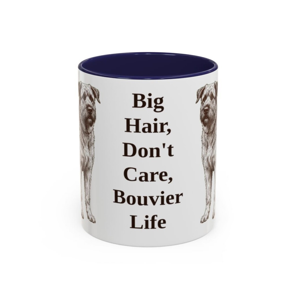 11oz Funny Bouvier des Flandres Mug, Navy, front view
