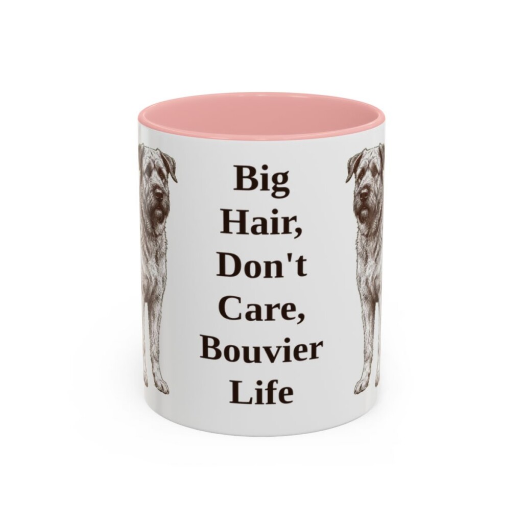 11oz Funny Bouvier des Flandres Mug, Pink, front view