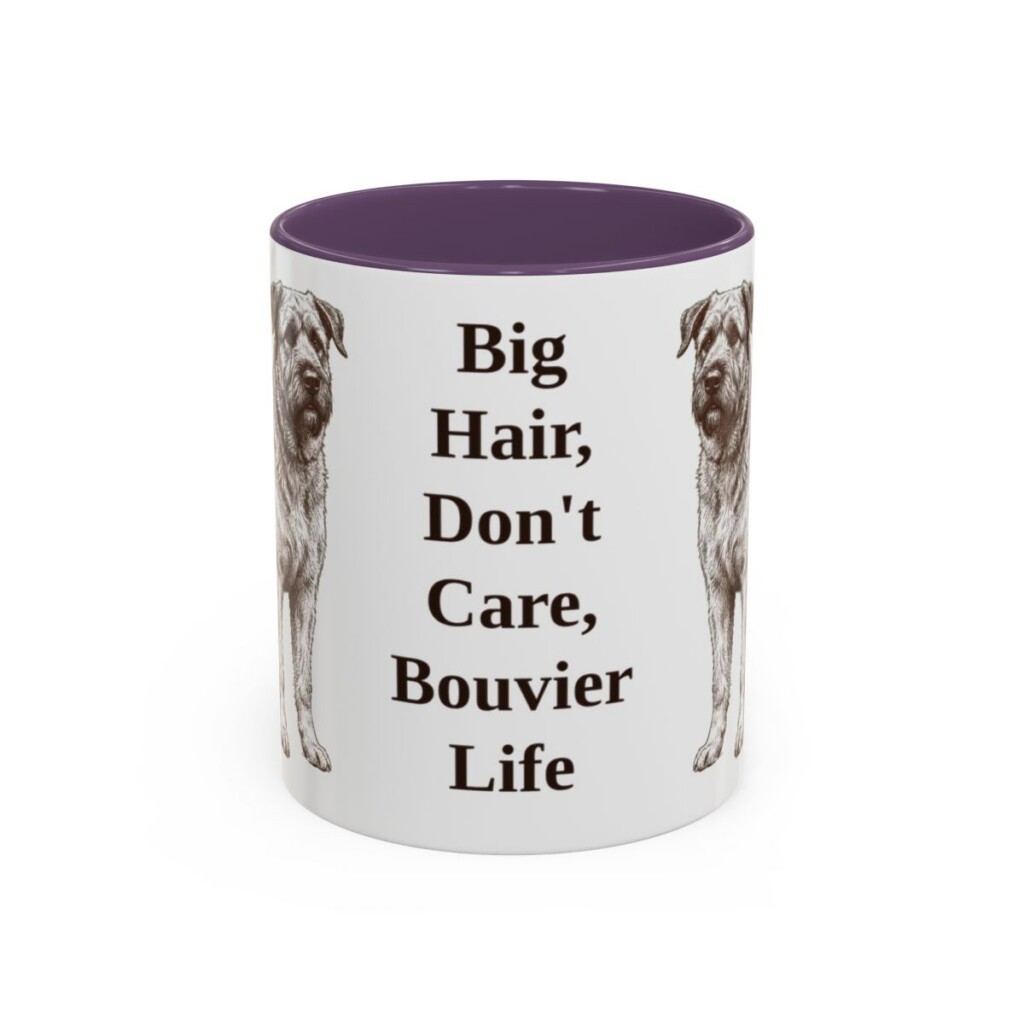11oz Funny Bouvier des Flandres Mug, Purple, front view