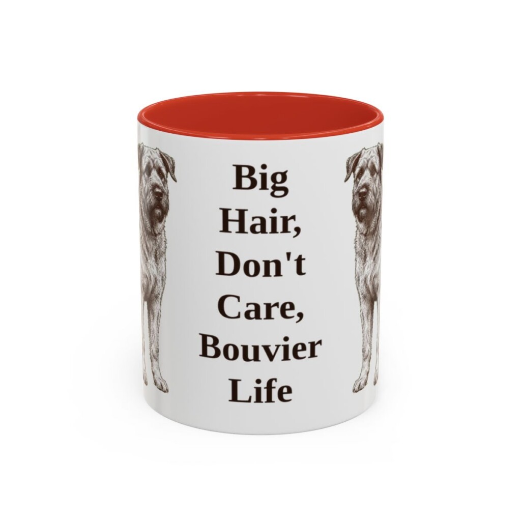 11oz Funny Bouvier des Flandres Mug, Red, front view