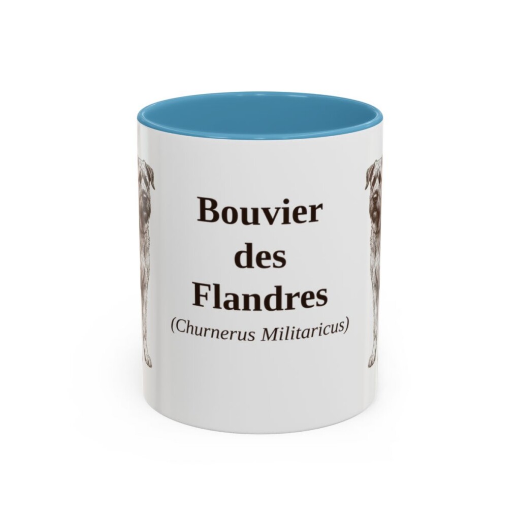 11oz-bouvier-des-flandres-mug-latin-light-blue 11oz Bouvier des Flandres Latin Mug, Light Blue, front view