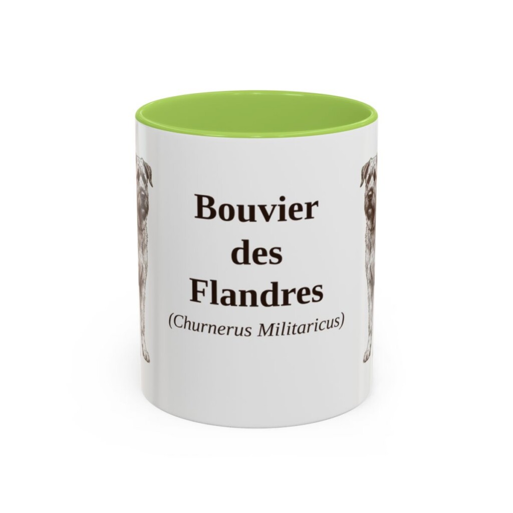 11oz-bouvier-des-flandres-mug-latin-light-green 11oz Bouvier des Flandres Latin Mug, Light Green, front view