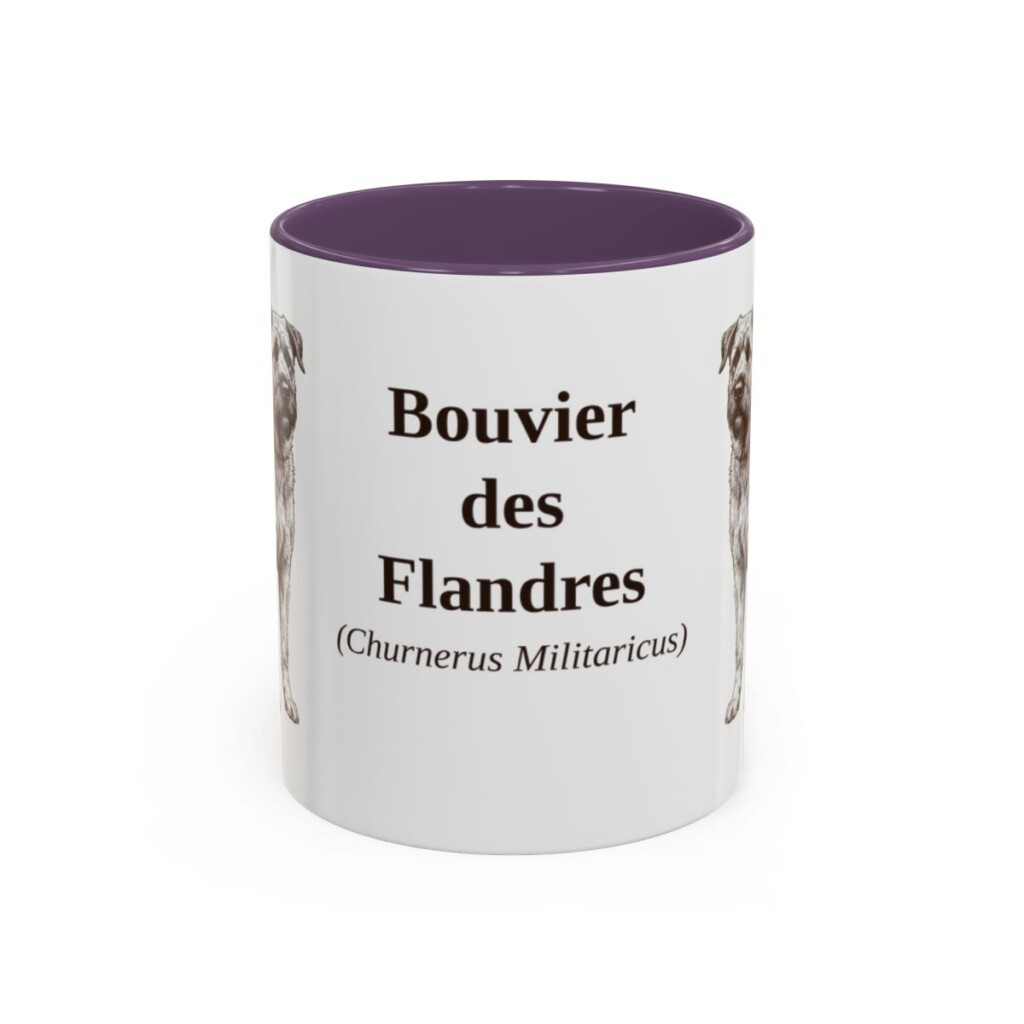 11oz-bouvier-des-flandres-mug-latin-purple 11oz Bouvier des Flandres Latin Mug, Purple, front view