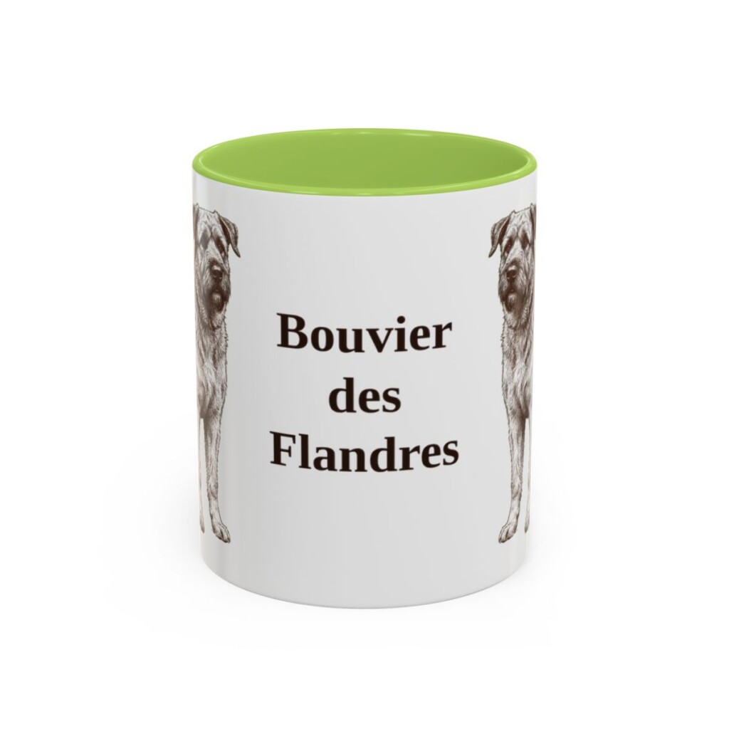 11oz-bouvier-des-flandres-mug-light-green 11oz Bouvier des Flandres Mug, Light Green, front view