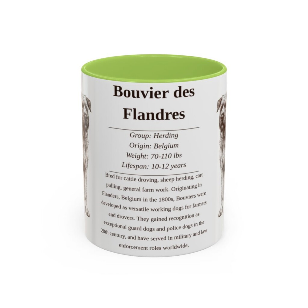11oz bouvier des flandres mug, Light Green