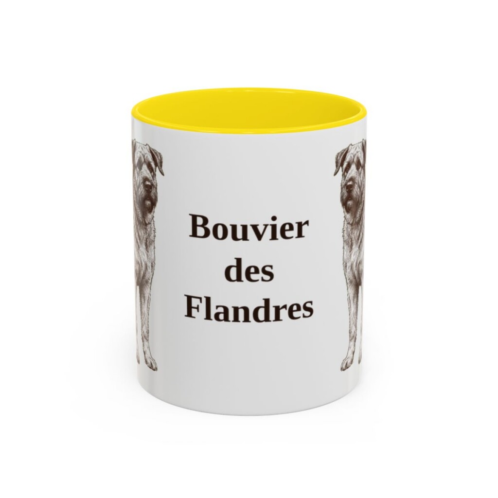 11oz-bouvier-des-flandres-mug-yellow 11oz Bouvier des Flandres Mug, Yellow, front view