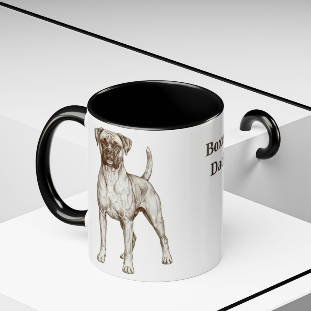 11oz Boxer Dog Dad Mug, Black, lifestyle photo