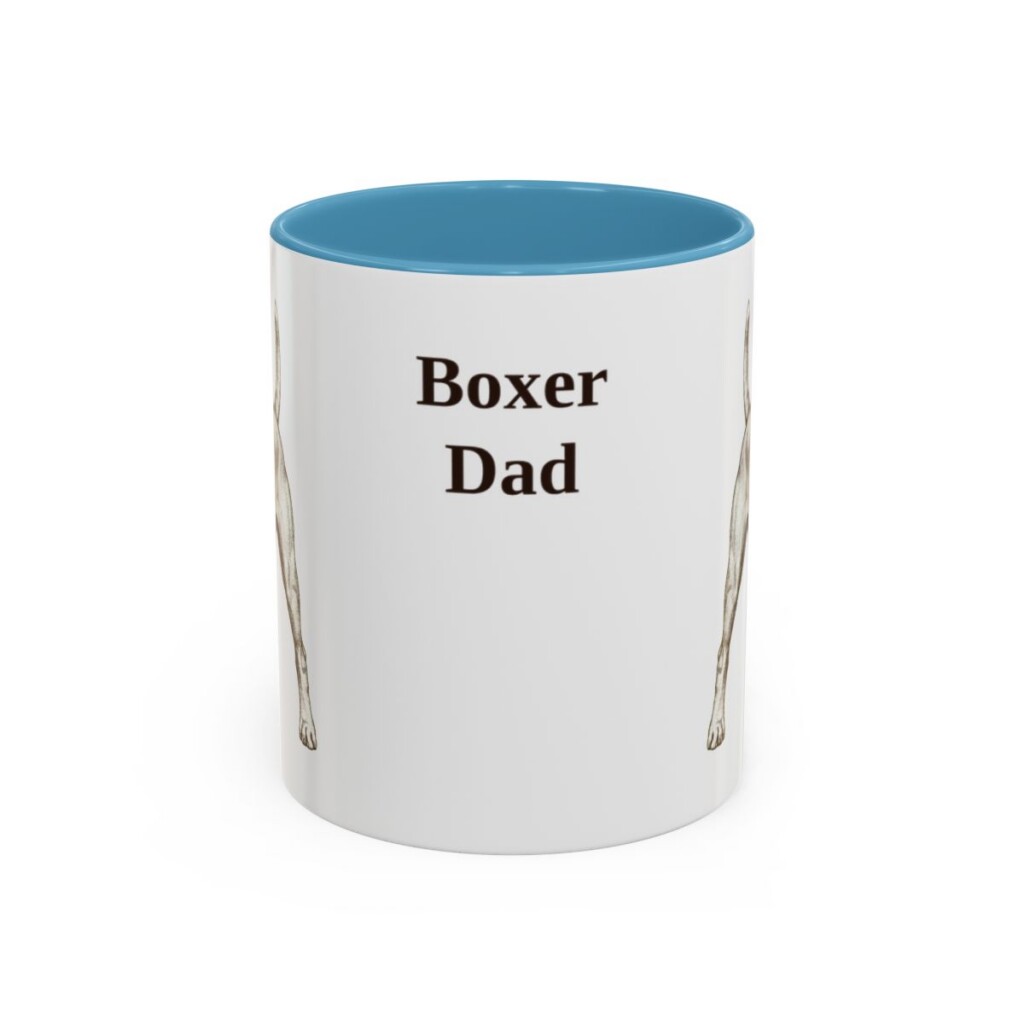 11oz Boxer Dog Dad Mug, Light Blue, front view