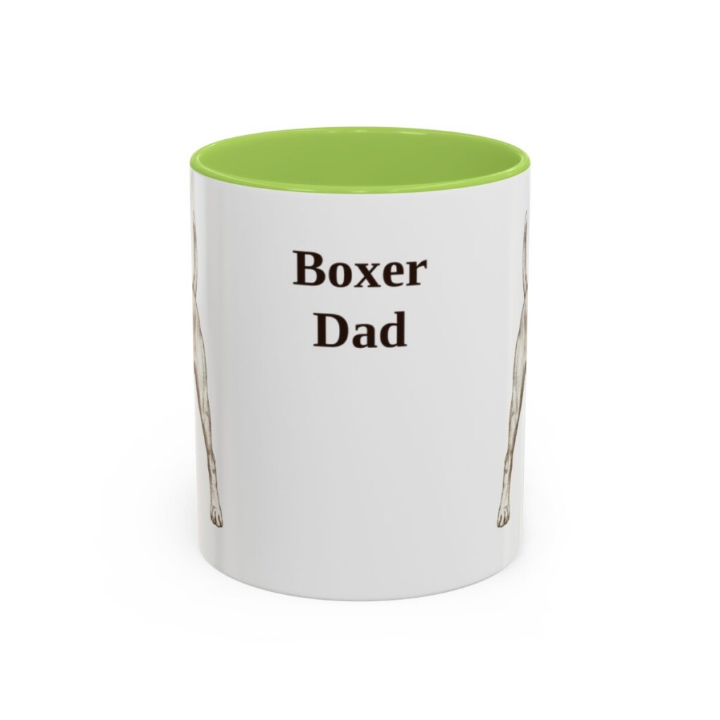 11oz Boxer Dog Dad Mug, Light Green, front view