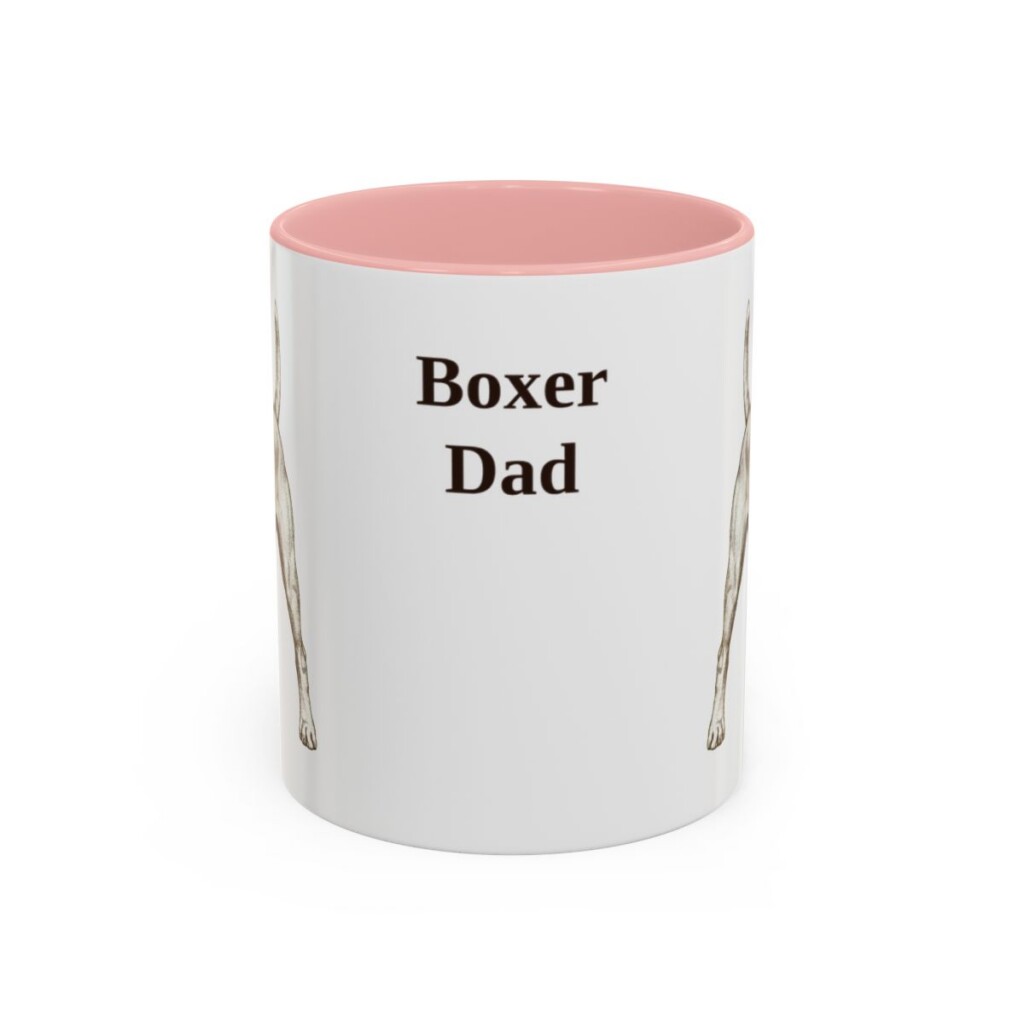 11oz Boxer Dog Dad Mug, Pink, front view