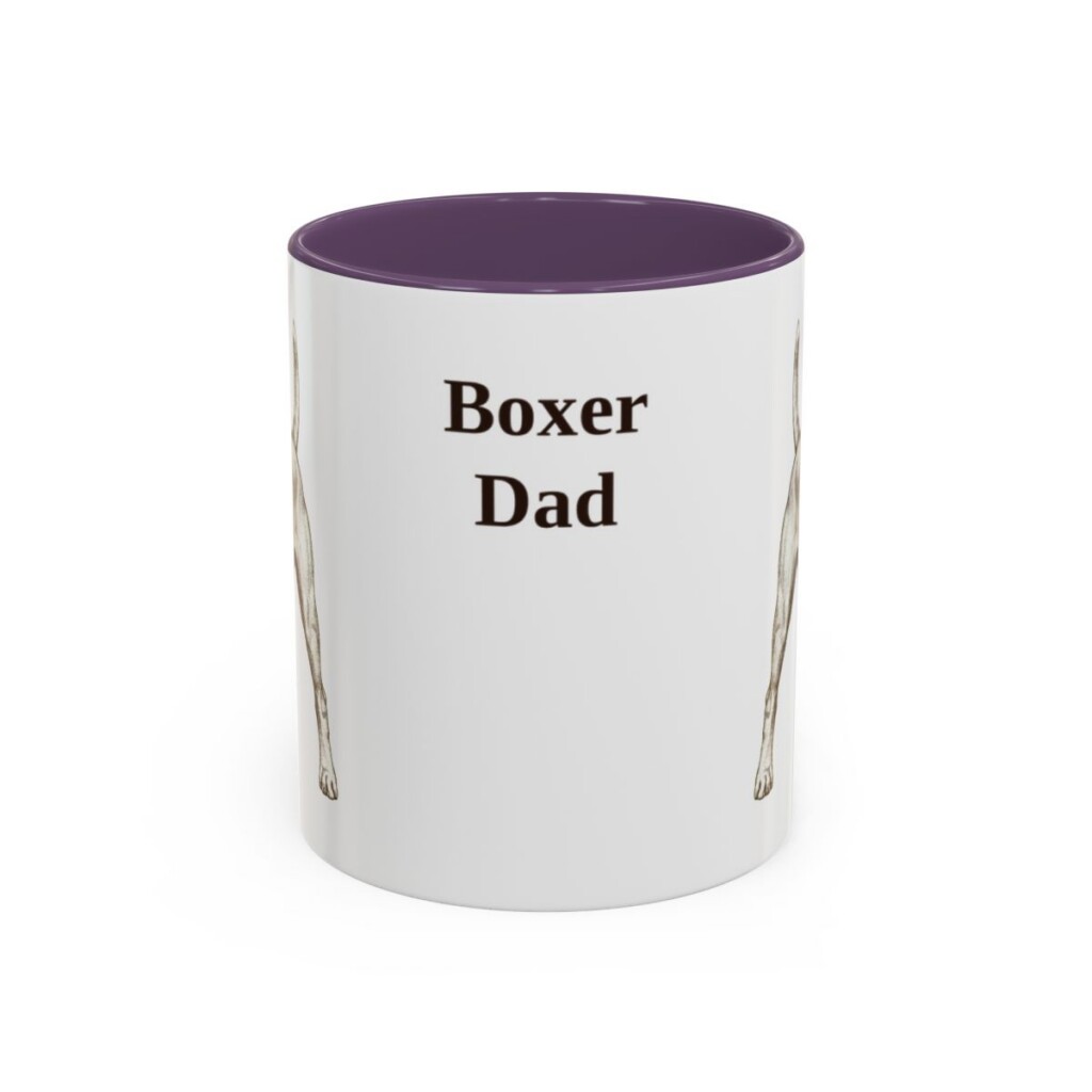 11oz Boxer Dog Dad Mug, Purple, front view