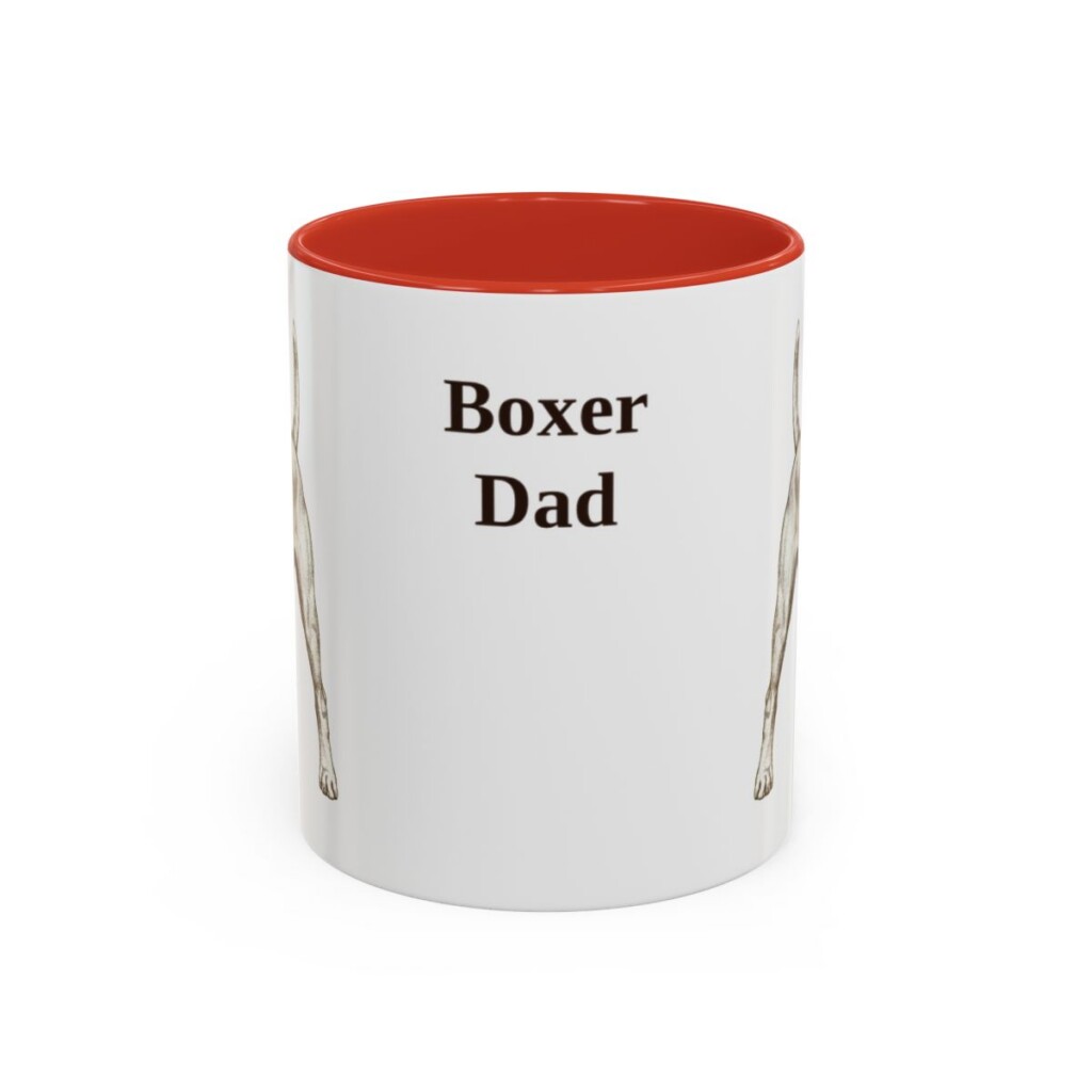 11oz Boxer Dog Dad Mug, Red, front view