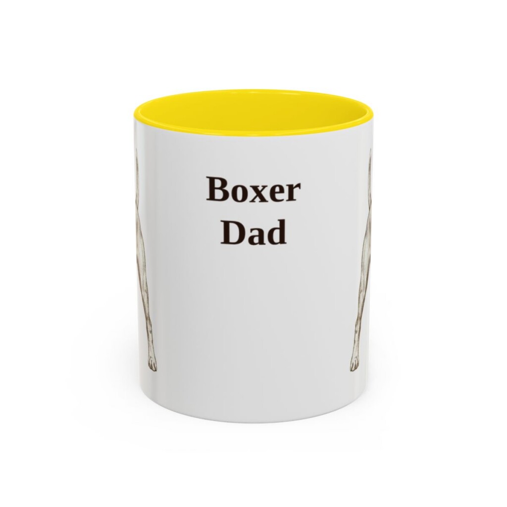 11oz Boxer Dog Dad Mug, Yellow, front view