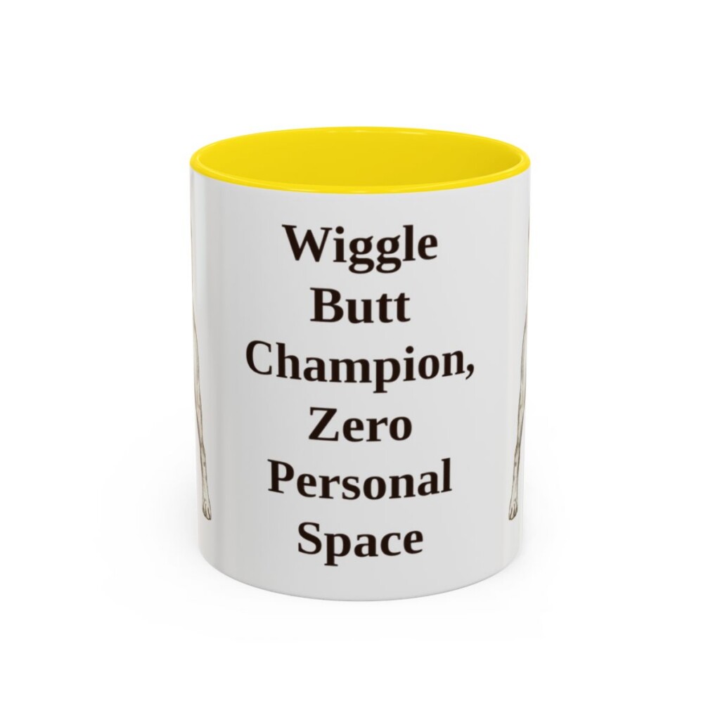 11oz Funny Boxer Mug, Yellow, front view