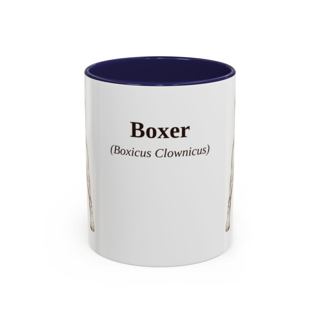 11oz Boxer Latin Mug, Navy, front view