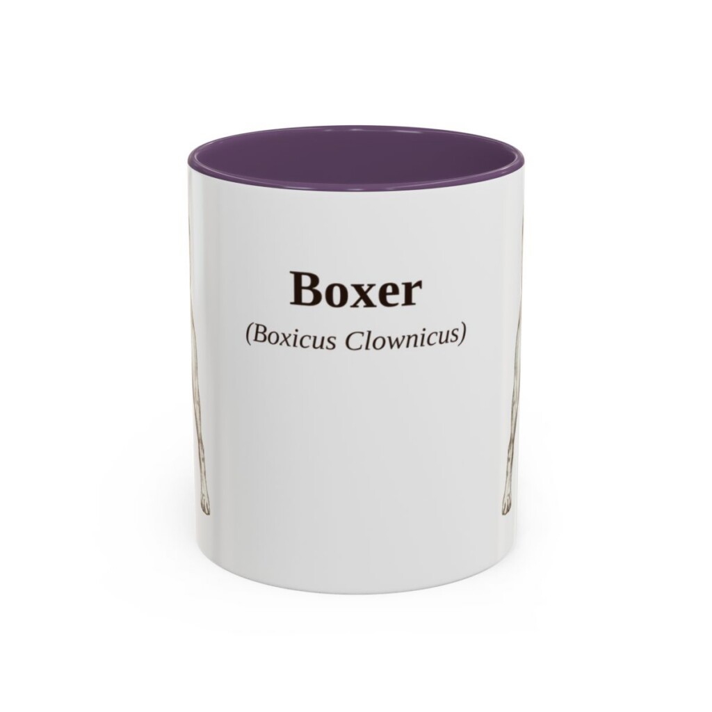 11oz Boxer Latin Mug, Purple, front view