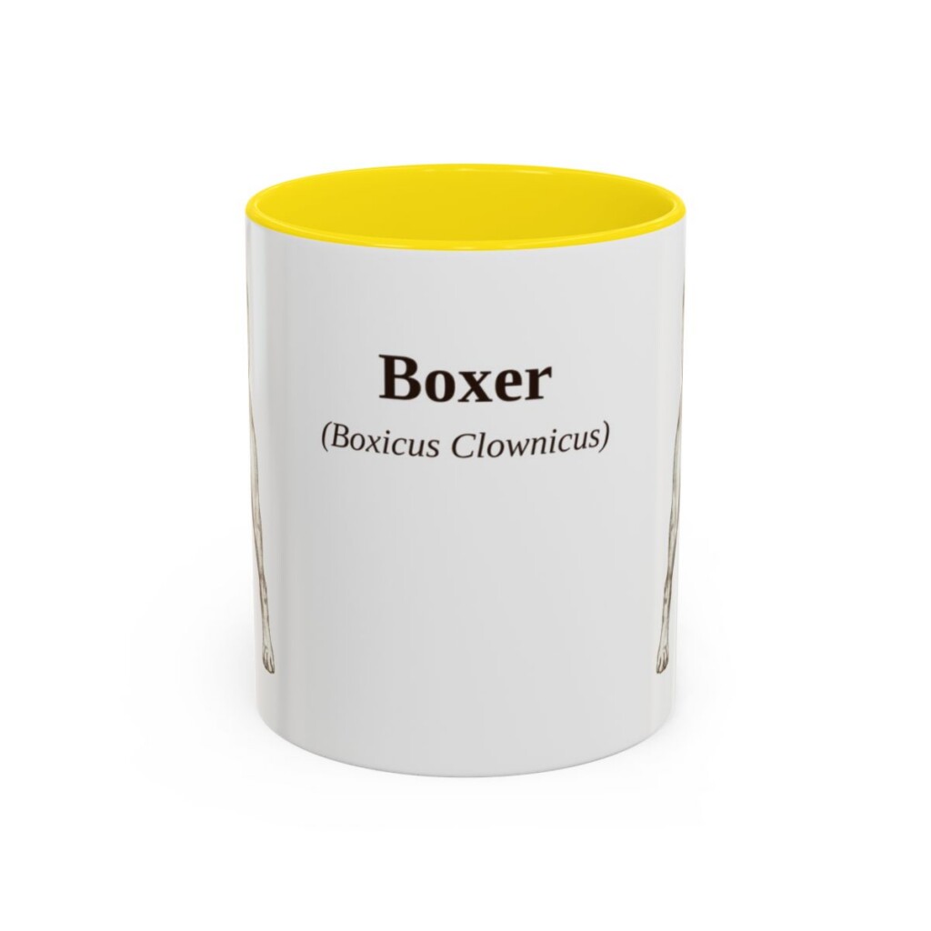 11oz Boxer Latin Mug, Yellow, front view
