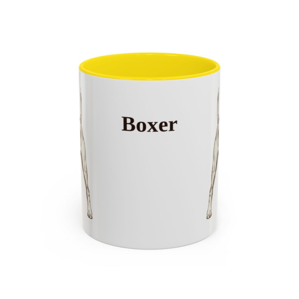 11oz Boxer Mug, Yellow, front view