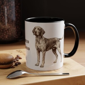 11oz Bracco Italiano Mug, Black, lifestyle photo
