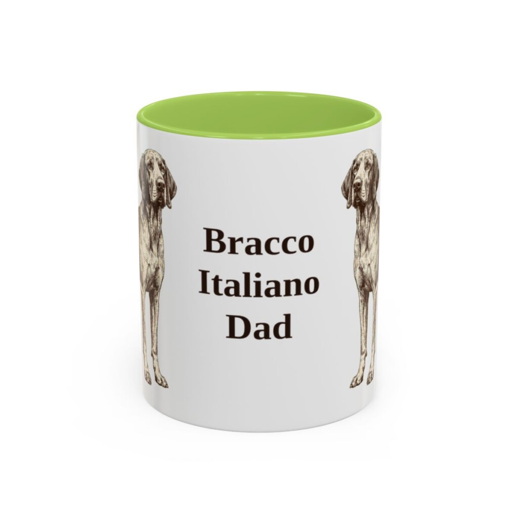 11oz Bracco Italiano Dog Dad Mug, Light Green, front view