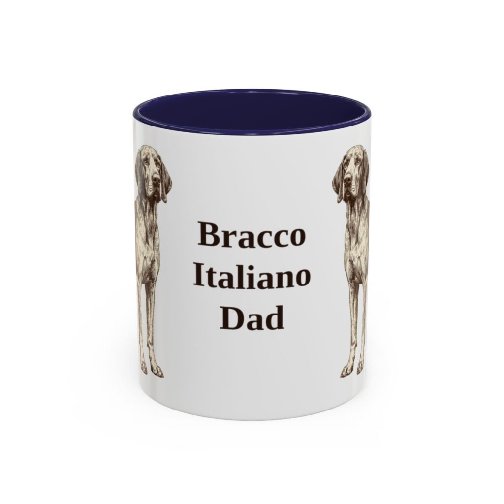 11oz Bracco Italiano Dog Dad Mug, Navy, front view